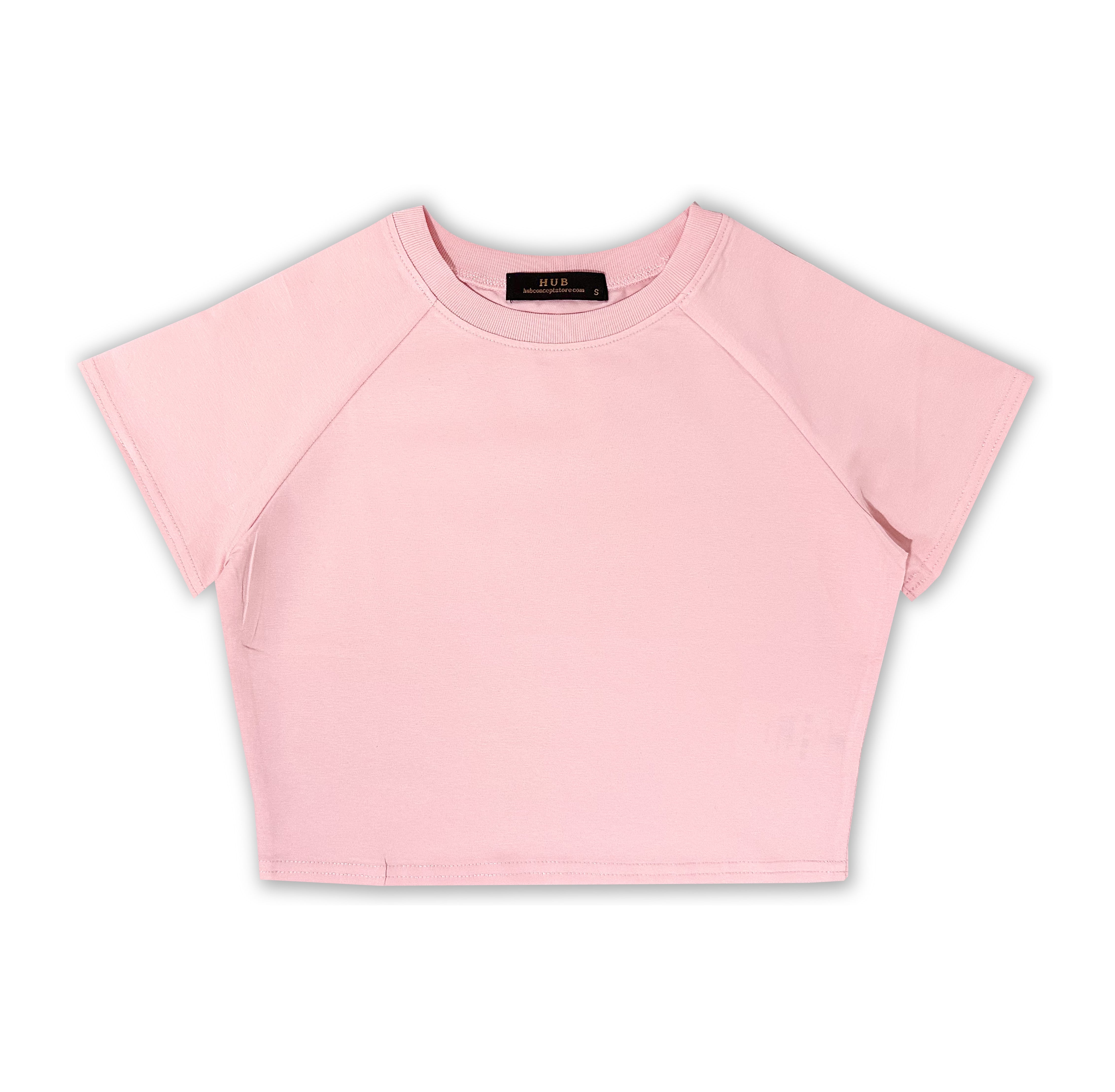 Hub Streetwear Brands - buy streetwear malaysia, Pink Plain Crop Top Front View