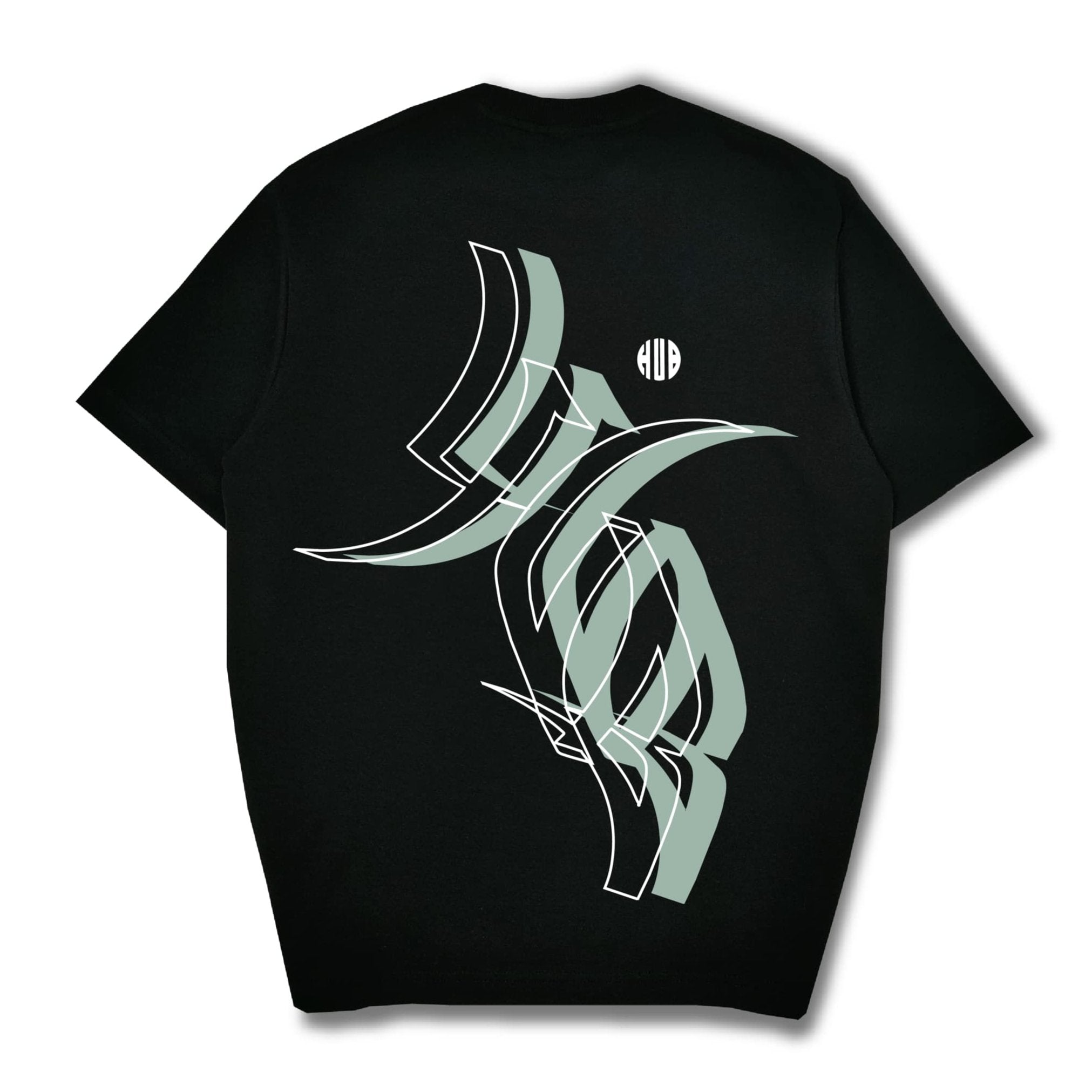 Hub Streetwear Brands - buy streetwear malaysia, Black "Inclined HUB" T-shirt Model Back View