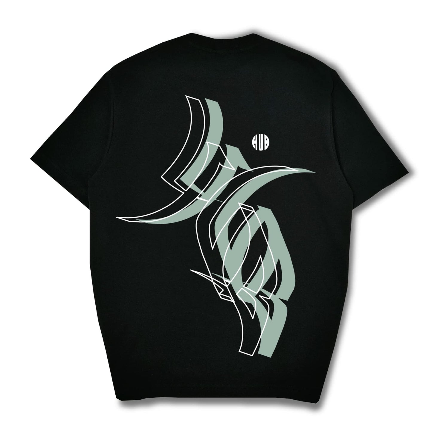 Hub Streetwear Brands - buy streetwear malaysia, Black "Inclined HUB" T-shirt Model Back View