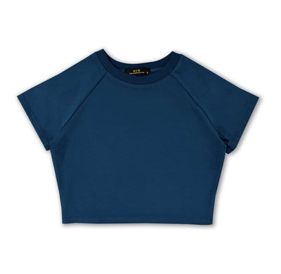 Hub Streetwear Brands - buy streetwear malaysia, Blue Plain Crop Top Front View