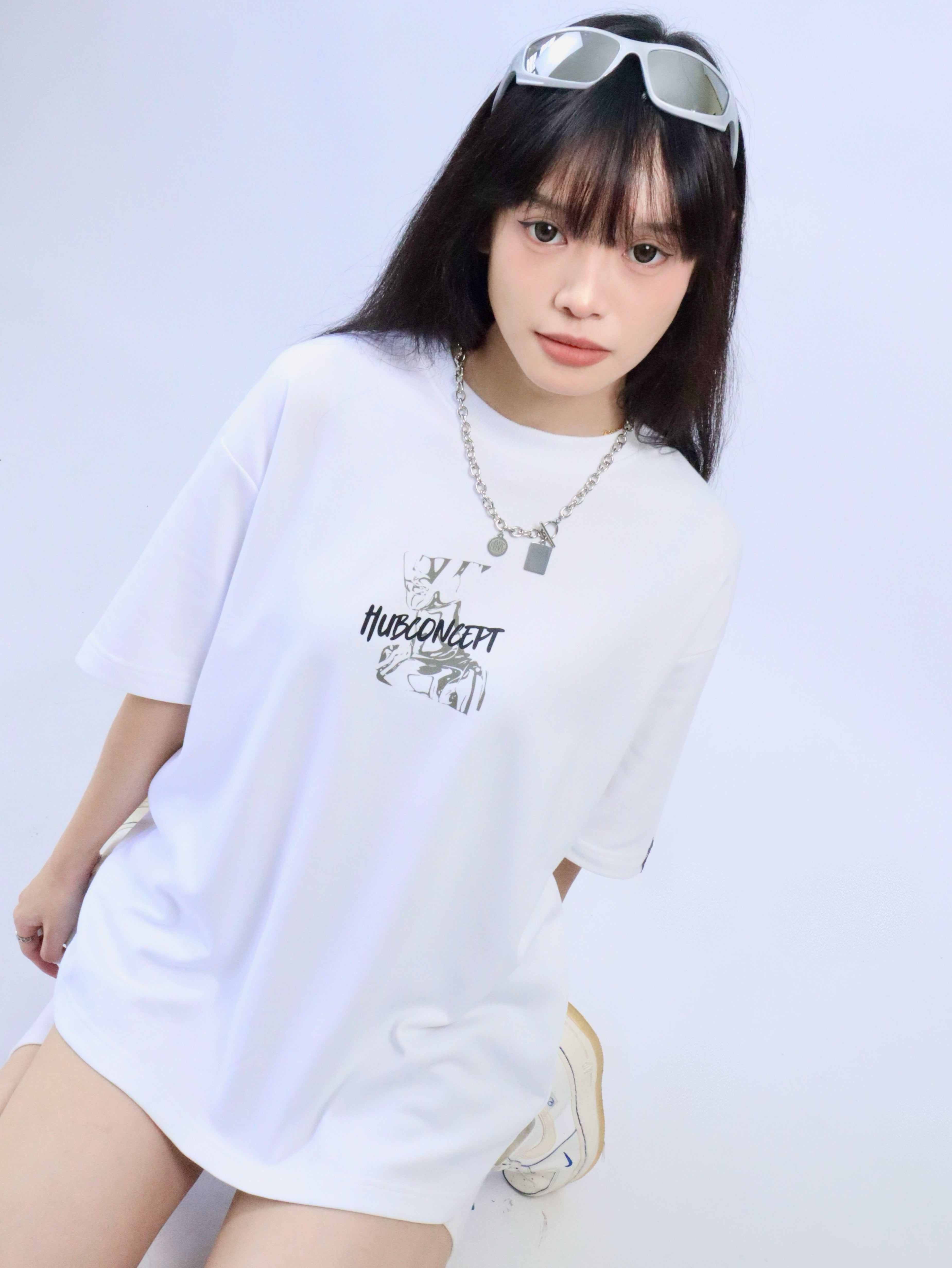 Hub Streetwear Brands - buy streetwear malaysia, White "Definition" T-shirt Model Front View