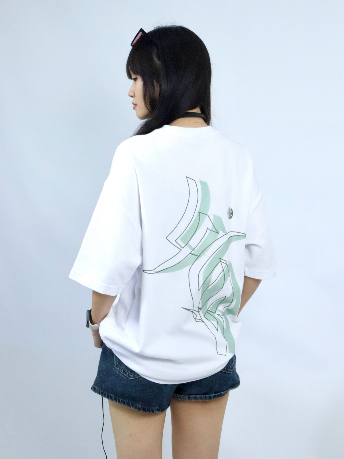 Hub Streetwear Brands - buy streetwear malaysia, White "Inclined HUB" T-shirt Model Back View