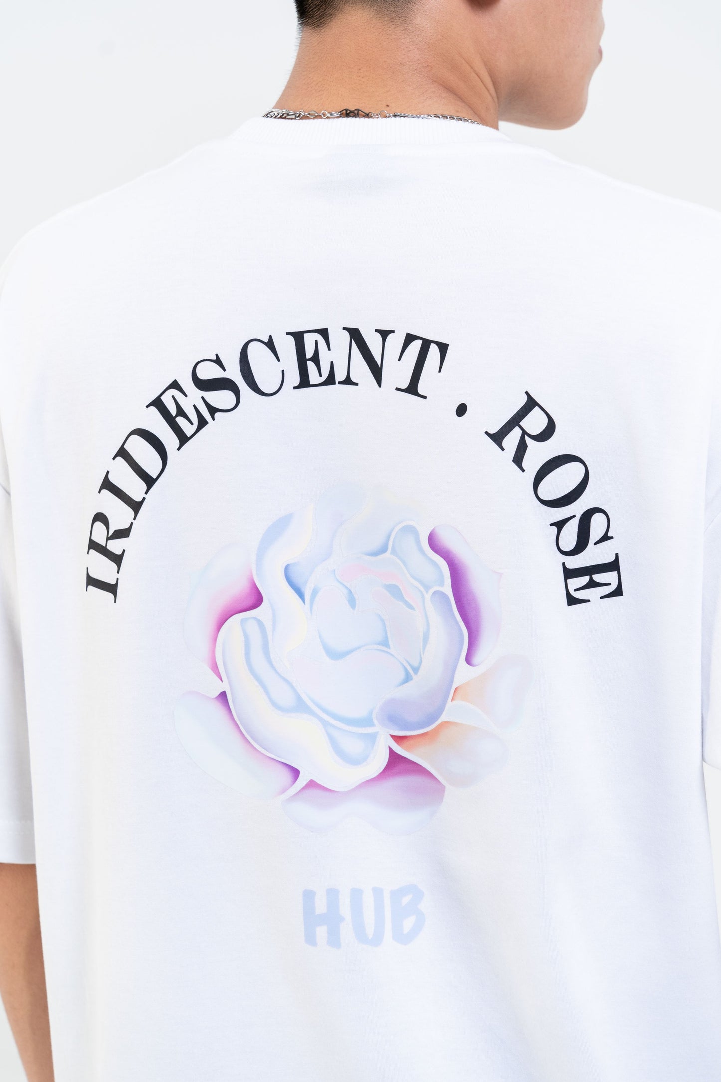 Iridescent Rose Tee - White