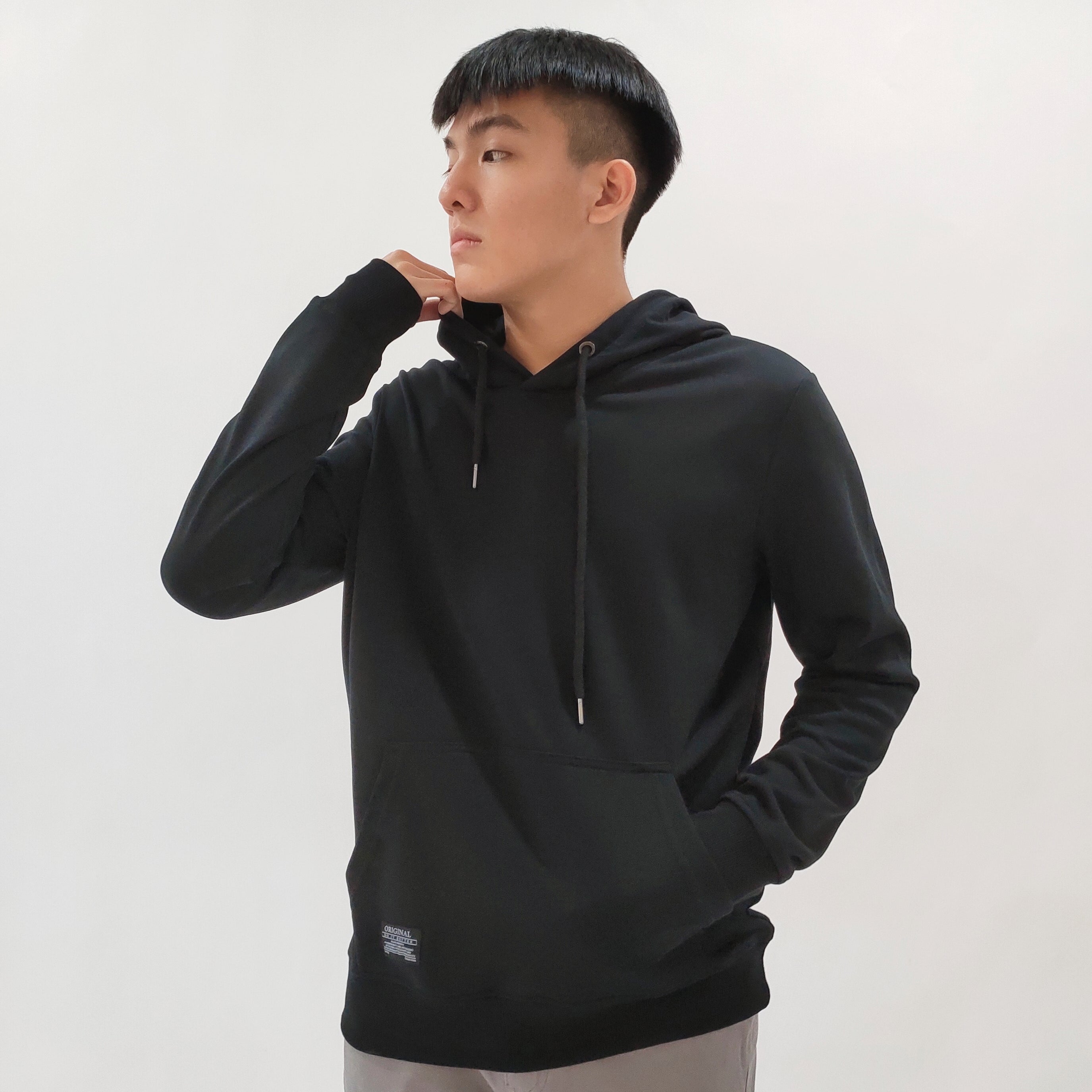 Hub Malaysia streetwear brand - Streetwear Malaysia Model with Black Hoodie Front View